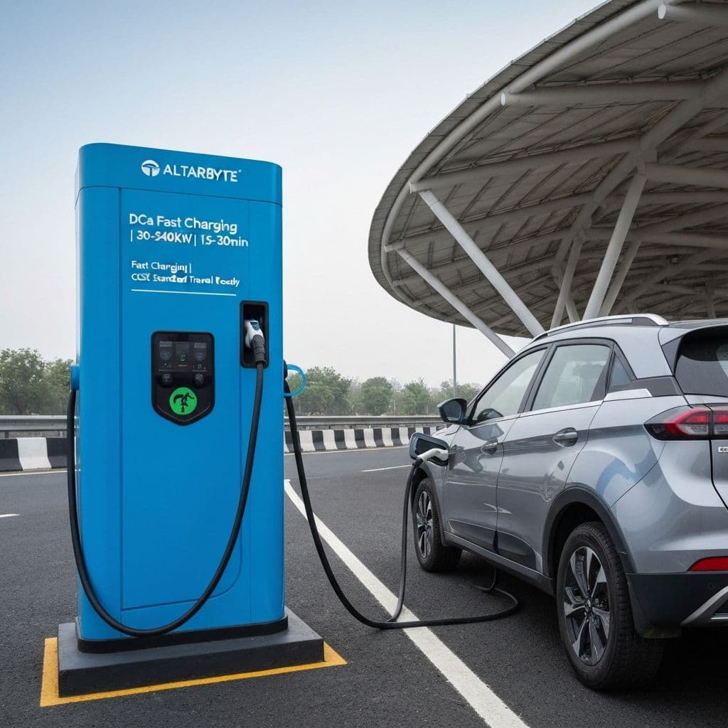DC Fast Charger with Electric Car